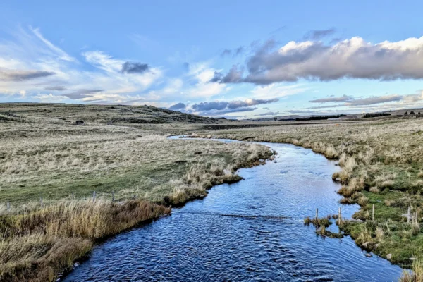 La rivière du Bès sous le pont de Marchastel - Chemin de Compostelle